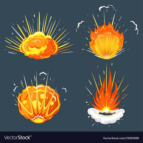 Exploding bomb cartoon explosions isolated icons Vector Image