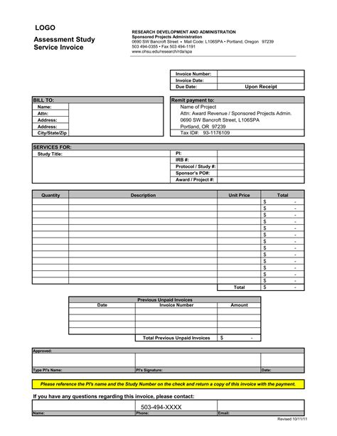 Download Assessment Study Service Invoice Template In Excel Sample ...