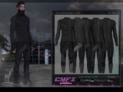 The Sims Resource - CYFI _CYBERPUNK OUTFIT REYKUR / FACE SCARF ...