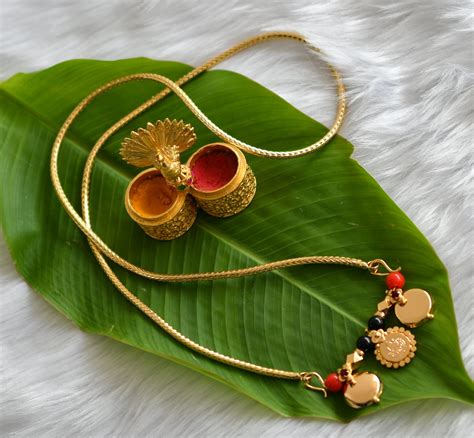 Gold tone Lakshmi coin black-coral beads mangalyam dj-38771 – dreamjwell