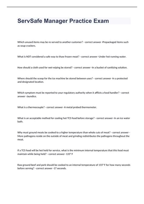 ServSafe Manager Practice Exam 2023 with 100% correct answers ...