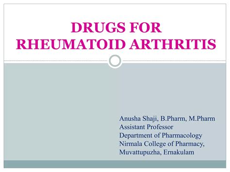 Drugs for Rheumatoid Arthritis | PPTX
