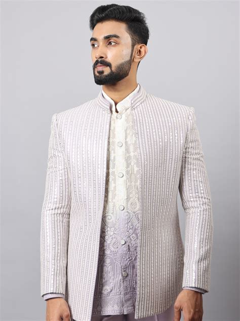Rent Lavender Shirt With Bandhgala Set - Jodhpuri Suits