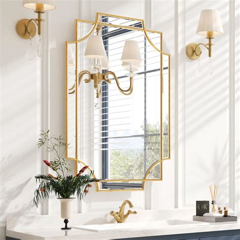 Kelly Miller Gold Bathroom Mirror for Wall, 24"x36" Large Decorative ...