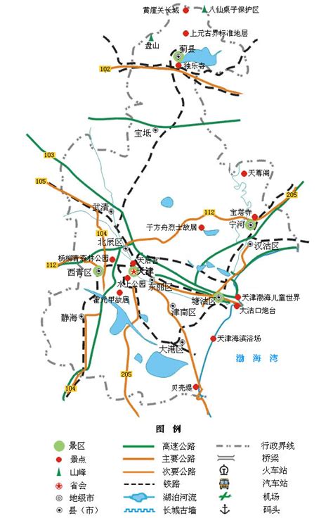 天津旅游景点地图 - 天津景点地图 - 天津市旅游交通地图