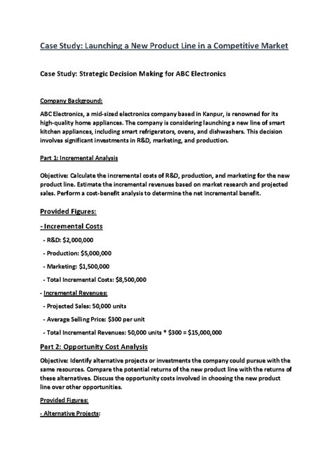 Case Study: Strategic Launch Analysis for ABC Electronics Product Line ...
