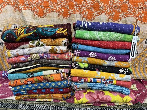 Buy Indian Quilt Vintage Bedspreads,Throws,Ralli, Lot Kantha Reversible ...