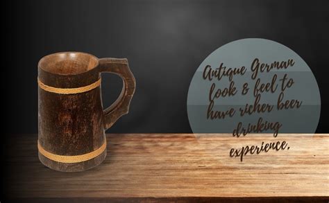 Buy All About Wood - Hand-Crafted Wooden Drinking Beer Mug for Home-Bar ...