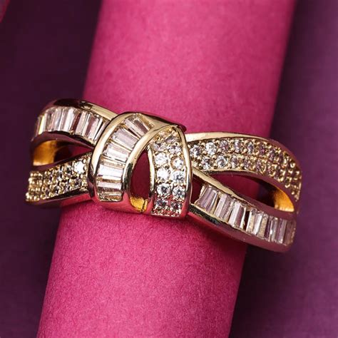 Sukkhi Incrediable Golden Gold Plated CZ Ring for Women - Sukkhi.com