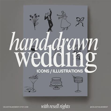 10 Hand Drawn Wedding Timeline Illustration Bundle Set, SVG PNG JPG ...