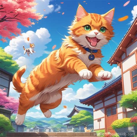 Cat Jumping Over Dog | Stable Diffusion Online