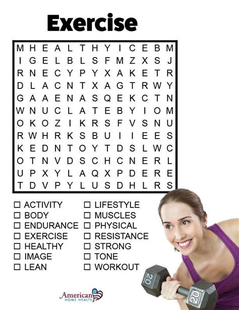 Exercise Word Search Printable 的图像结果