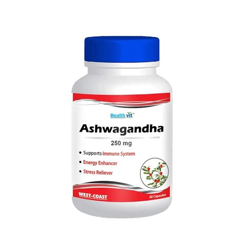 Healthvit Ashwagandha Capsule | 250mg 60 Ashwagandha Capsules | Stress ...