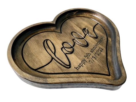 Wood Catch All Tray - Heart Shaped - Moriko Styles