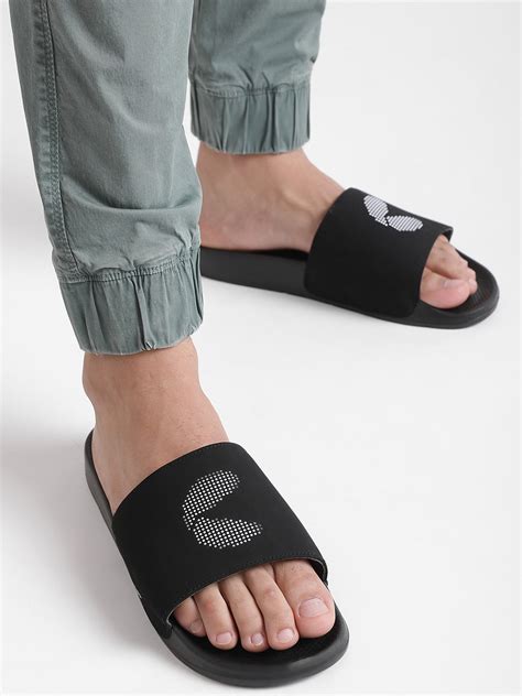 Dot Fusion Black Men's Sliders | Chupps