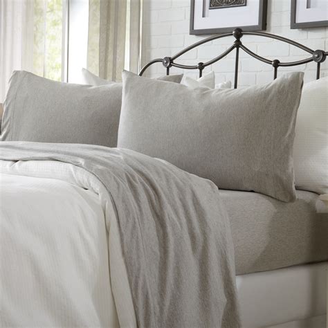 Cotton Heathered Melange Jersey Knit Bed Sheet Set, King, 4 Pieces ...