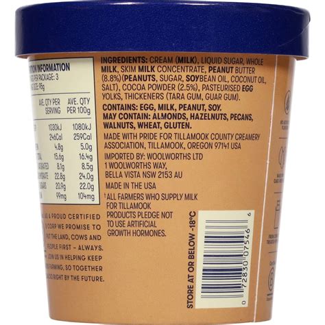 Tillamook Chocolate Peanut Butter Ice Cream 457ml | Woolworths