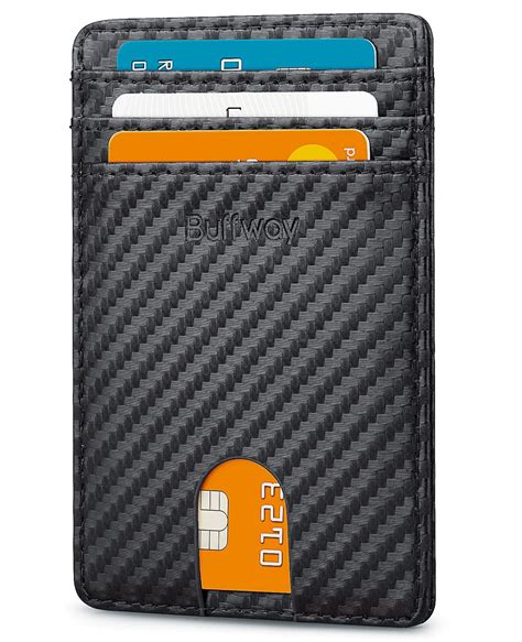 Buffway Slim Minimalist Card Holder Leather Wallet for Mens & Womens ...