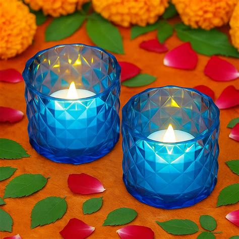 Buy HOMESAKE Set of 2 LED T-Lights with Votive Holders from Homesake at ...