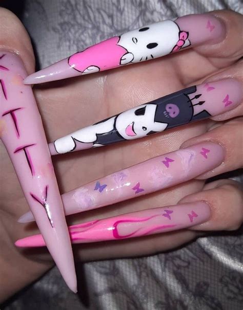 valentines nails hello kitty