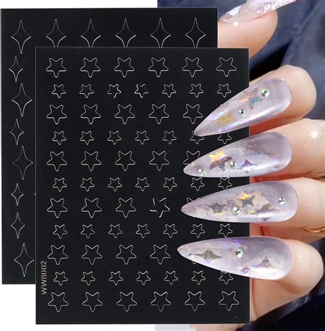 Airbrush Nail Stencils - French Star Heart Bear Butterflies Decals ...