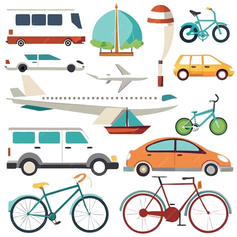 A collection of 14 different types of transportation including cars ...