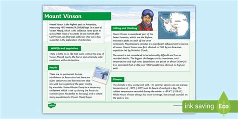 Mount Vinson Fact File - Twinkl - KS2 (teacher made)