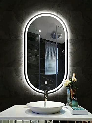 Buy ARANAUT Oval Shape Mirror, LED Illuminated Vanity Mirror with Touch ...