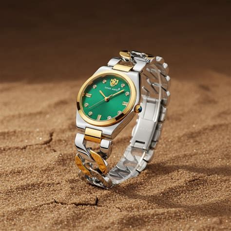 Sansi Mayo LIORA Bracelet Style Band -Two-Tone Silver & Gold (Green Di ...