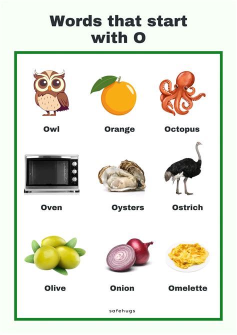 Words That Start With 'O' For Kids | Safehugs