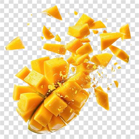 Png exploding real cut mango fruit food photography | Premium PSD