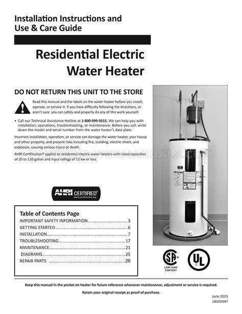 American Water Heaters E6N-50L Standard Water Heater Installation ...
