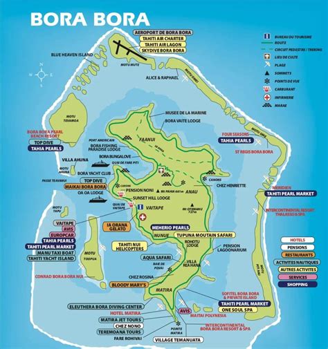 Carte de Bora Bora en Polynésie française