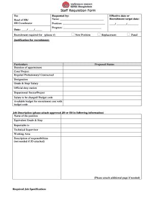 Fillable Online Staff Requisition Form - rdrsbangla.net Fax Email Print ...