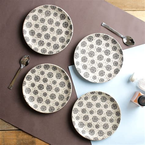 Buy Miah Décor Handcrafted Floral Ceramic/Stoneware Quarter/Side Plates ...