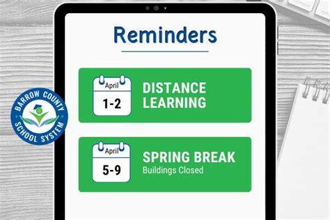 Calendar Reminders - 3/31/21 | Barrow County School System