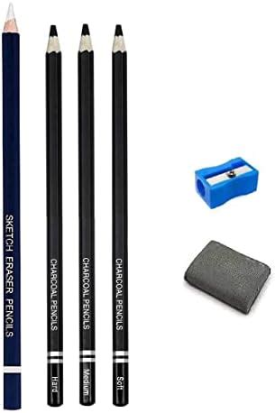 Definite Art 3 Pcs Black Charcoal Artist Pencils - Hard, Medium and ...