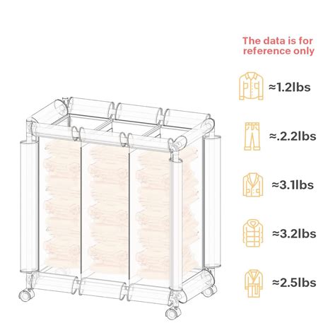 Buy ROMUCHE Laundry Sorter Basket with Wheels Rolling Large Laundry ...