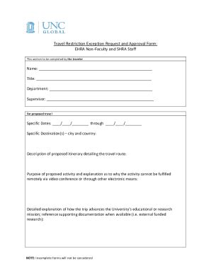 Fillable Online Travel Restriction Exception Request and Approval Form ...