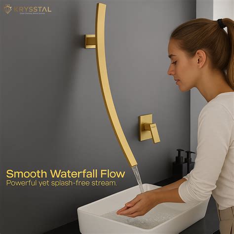 Sonic Gold Wall-Mount Wash Basin Mixer Tap with Diverter | Krysstal