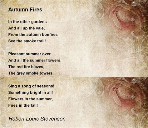Autumn Fires Poem by Robert Louis Stevenson - Poem Hunter