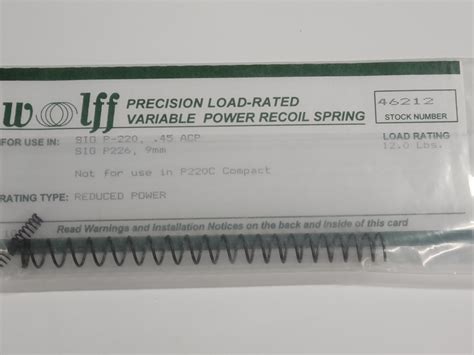 46212 Wolff SIG-SAUER P220 226 VARIABLE RECOIL SPRING 12LB – Accurate ...