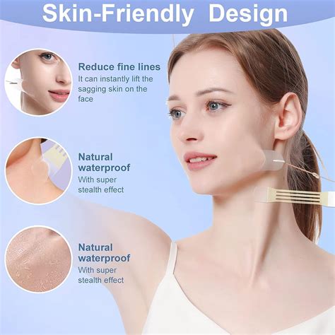 Face Neck Lift Tapes - 12 Elastic Bands & 60 Face Tapes for Wrinkle ...