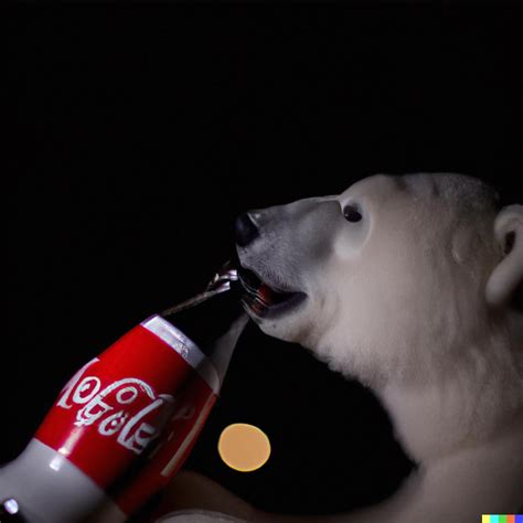 A polar bear drinking a bottle of Coca-Cola studio lighting detailed ...
