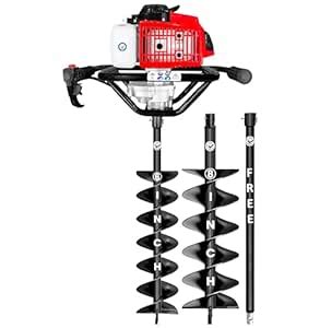 DVI 72CC High Power Earth Auger with 6 Inch + 8 Inch Double Spiral ...