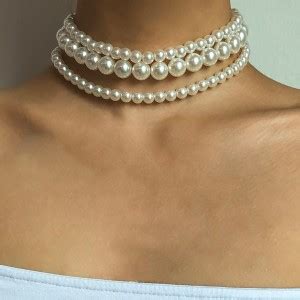 HADIA Stylish Triple Layer Pearl Choker Necklace for Girls and Women ...