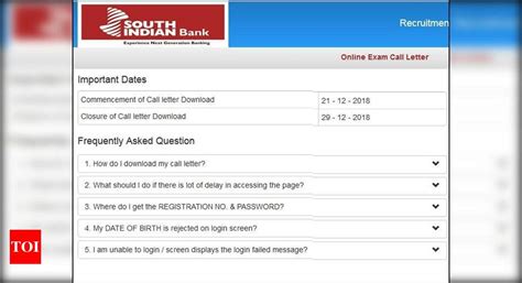 South Indian Bank PO Admit Card 2018 released @southindianbank.com ...