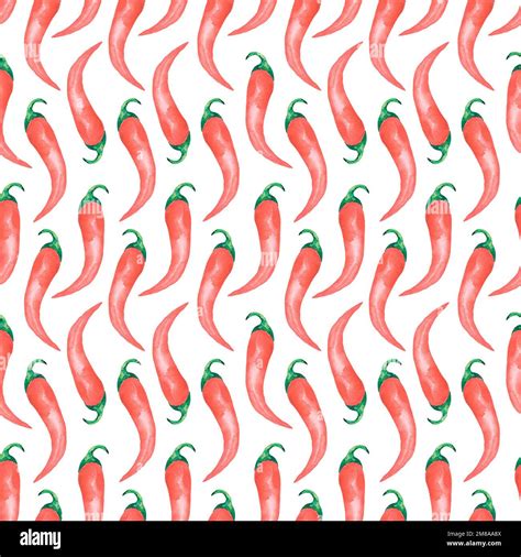 Red Chili Pepper Seamless Pattern, Watercolor Food paper digital ...