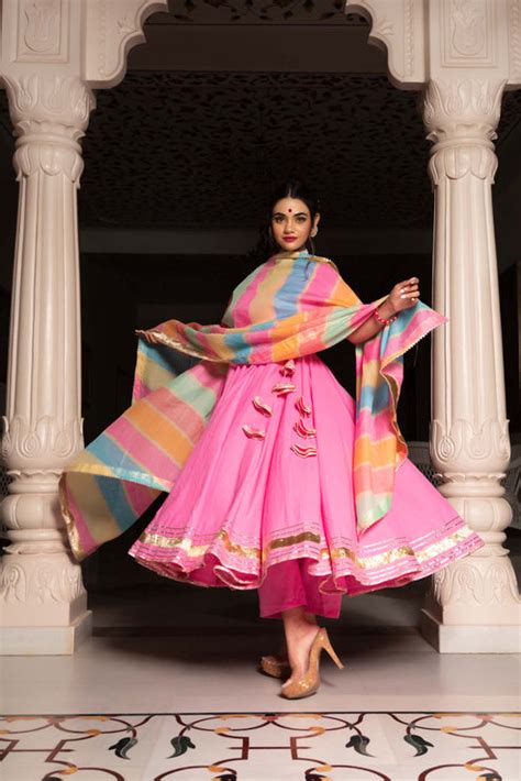 Jarokha Rose Pink Cotton Angrakha Set – Mohi fashion