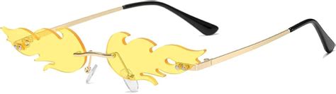 Buy LASPOR Fire Flame Sunglasses for Women Men Retro Wave Rimless ...